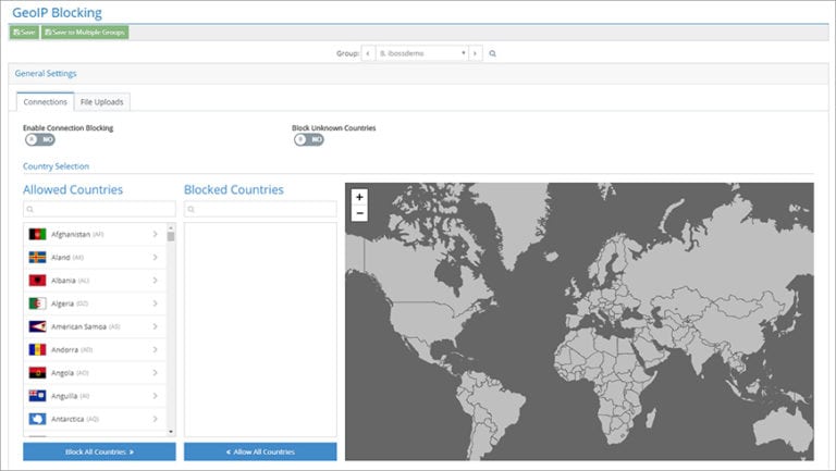 Bloqueo de Conexiones de Red o Carga de Archivos a Países en Específico