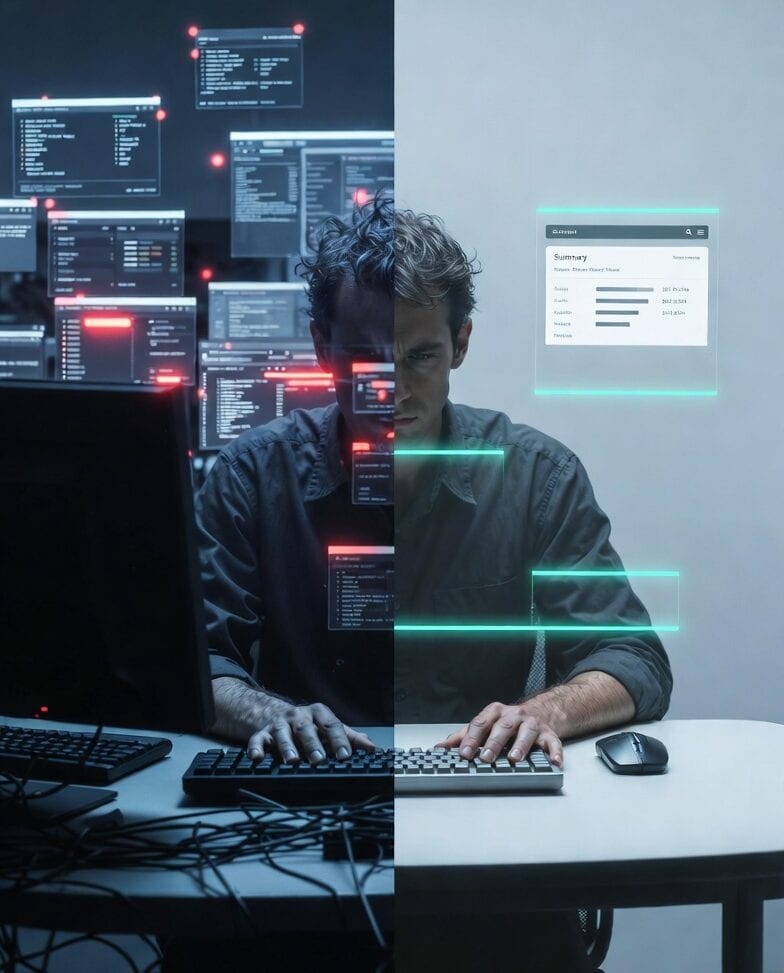 Comparativo operativo: analista de seguridad saturado de alertas en SOC interno vs. monitoreo simplificado con MSSP 24×7 para empresas en México