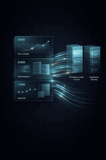 Flujo de AppSec 2026: cobertura de escaneo, evidencia y rastro de auditoría hacia archivo de cumplimiento y backlog de ingeniería