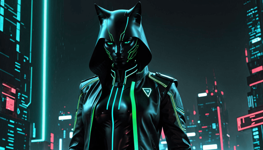 personificación surrealista del afiliado ALPHV BlackCat en una crisis hospitalaria cibernética