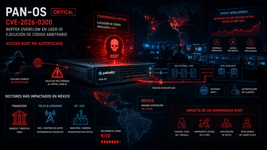 Firewall PAN-OS comprometido mediante CVE-2026-0300 con acceso root remoto y riesgo crítico para banca, telecom y gobierno en México