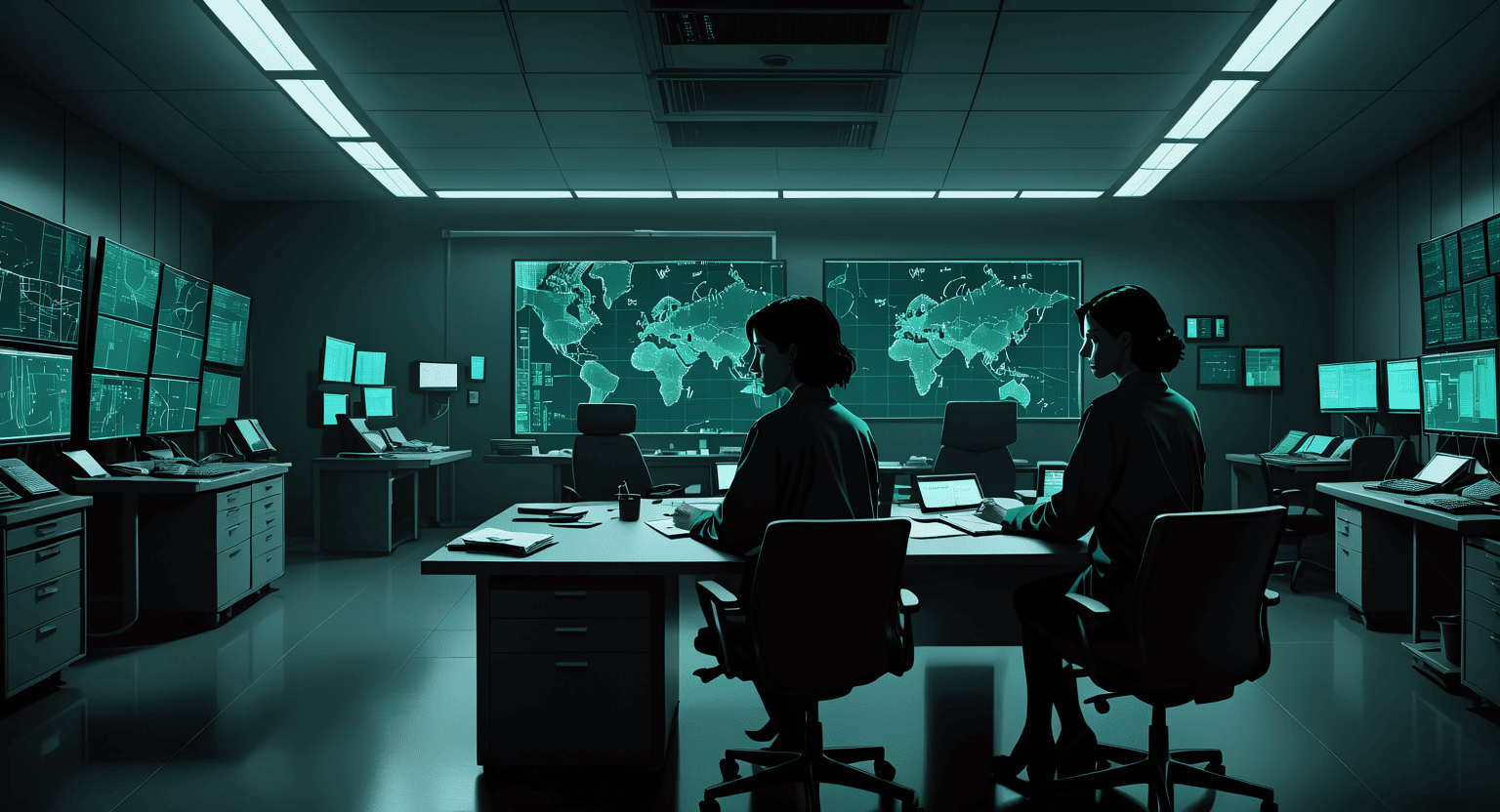 NeonMind activando el Fast Response Protocol en el war room durante la crisis hospitalaria
