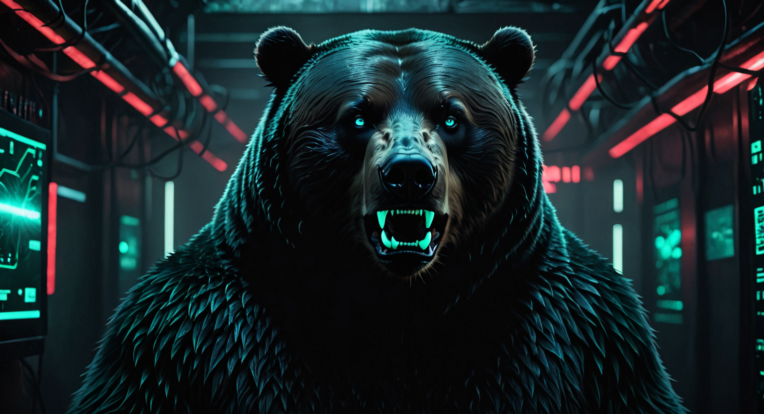 APT29 Cozy Bear — entidad digital oso oscuro con colmillos de circuito y ojos carmesí — amenaza dark web ZDU-007