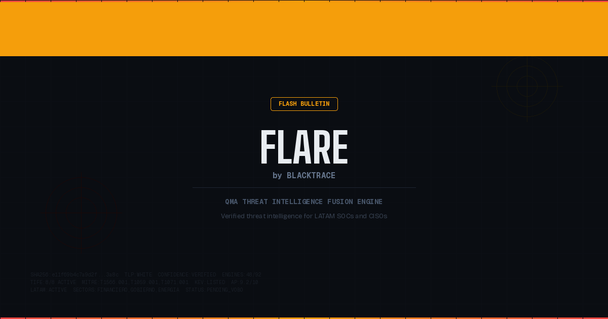 FLARE flash bulletin by Blacktrace — QMA Threat Intelligence Fusion Engine