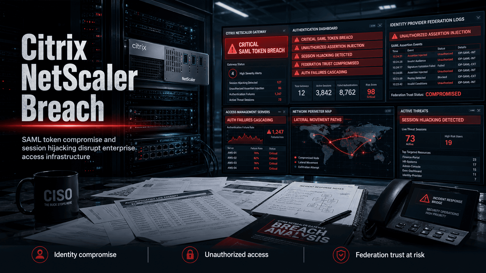 Brief CISO sobre CVE-2026-3055 en Citrix NetScaler: lectura fuera de límites en SAML IDP CVSS 9.3 sin parche, APT5 explota tokens federados activamente