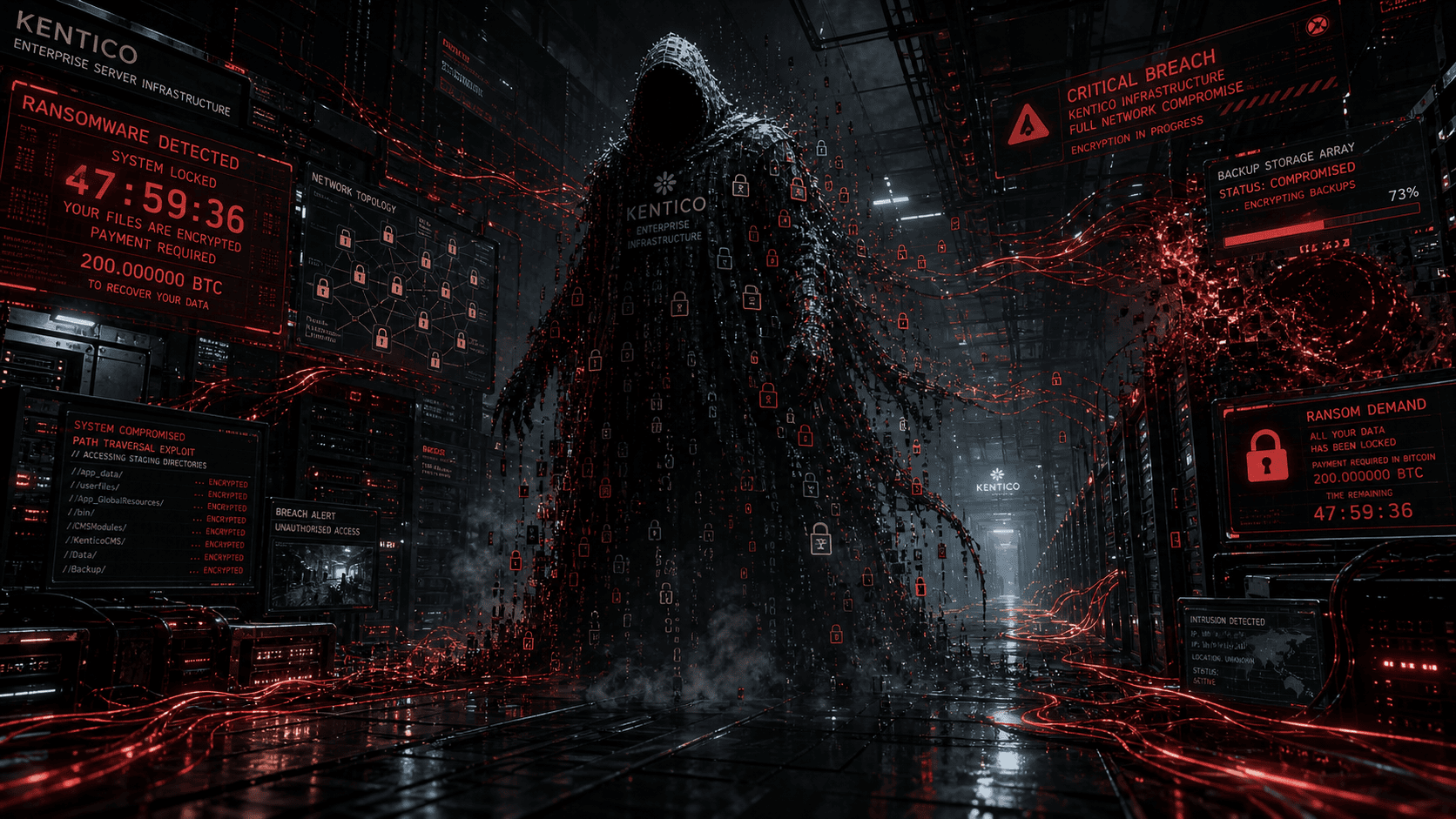 Akira retratado como ransomware-as-a-service activo desde 2023 con 400+ víctimas globales, weaponizando CVE-2025-2749 Kentico para persistencia silenciosa antes del cifrado