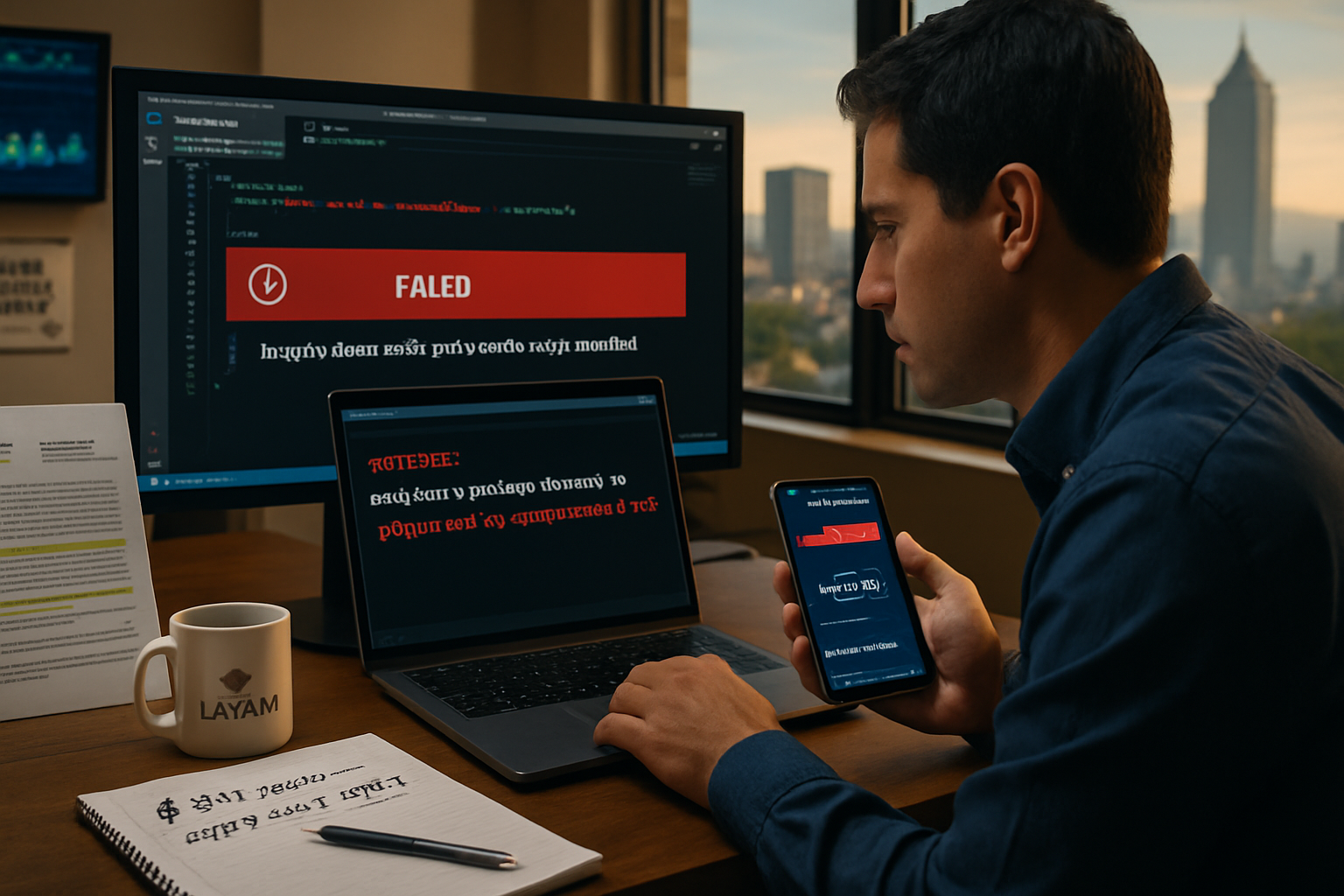 Imagen editorial GEN-080 ZDU: "Ataque de cadena de suministro en plataformas fintech cripto". Fotografia editorial real-life style Reuters/AP/Bloomberg para audiencia CISO LATAM.