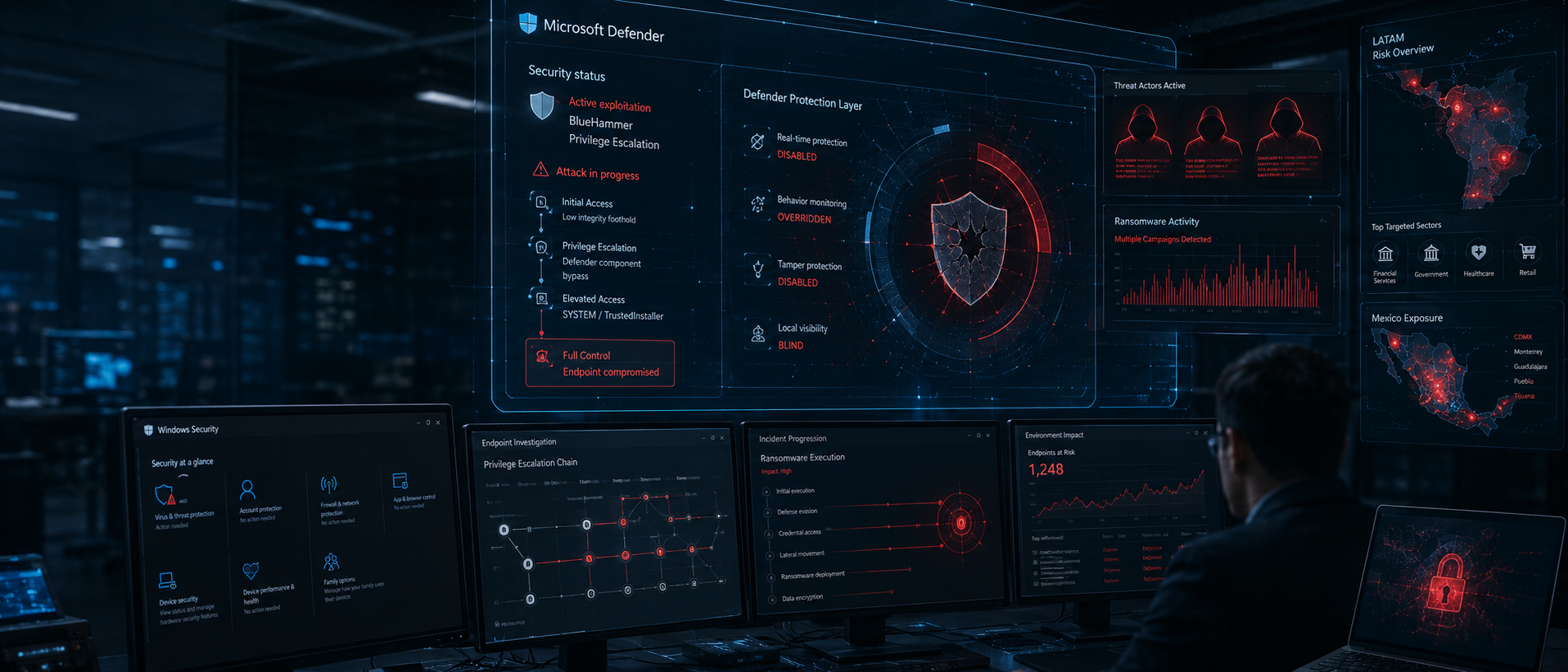Imagen editorial GEN-089 ZDU: Escalada de privilegios en Defender: ransomware activo en LATAM