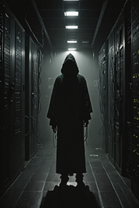Mirai Botnet Variants / UNC-NETops — retrato villano vertical